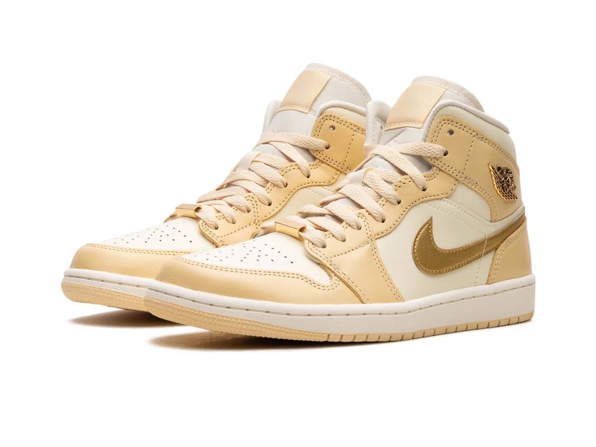 Air Jordan 1 Mid Pale Vanilla Metallic Gold (W)