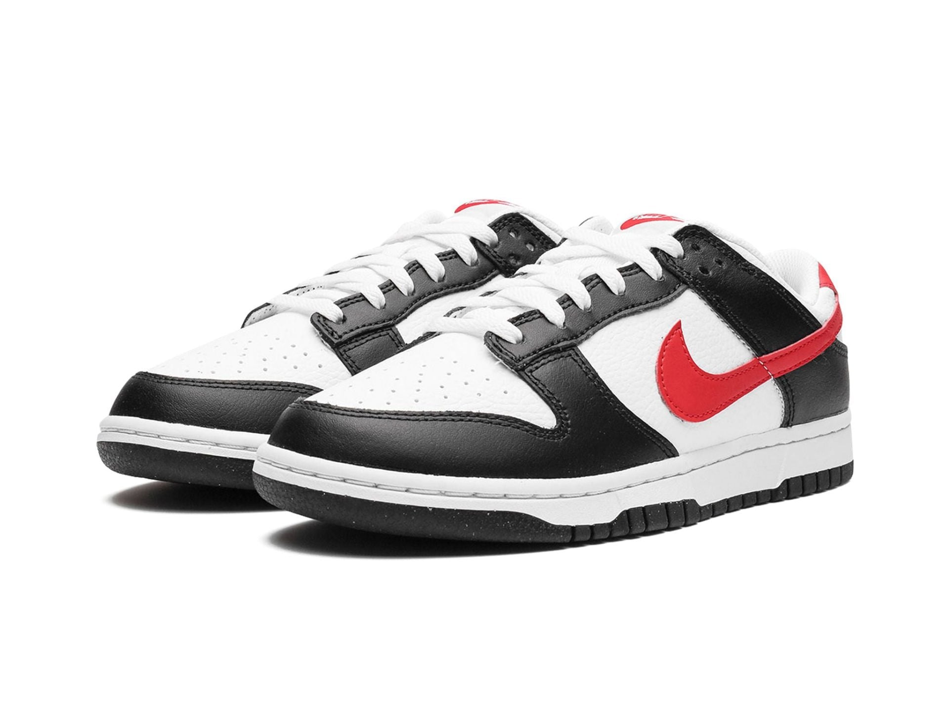 Nike Dunk Low Black White Red Swoosh