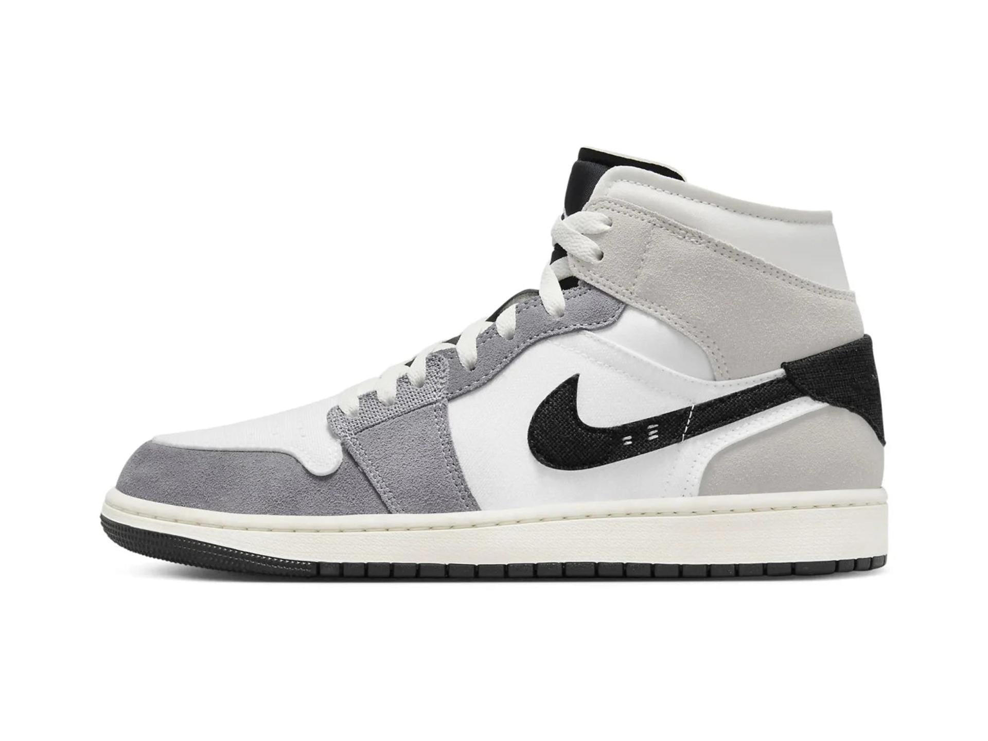 Air Jordan 1 Mid Craft White Cement Grey Black