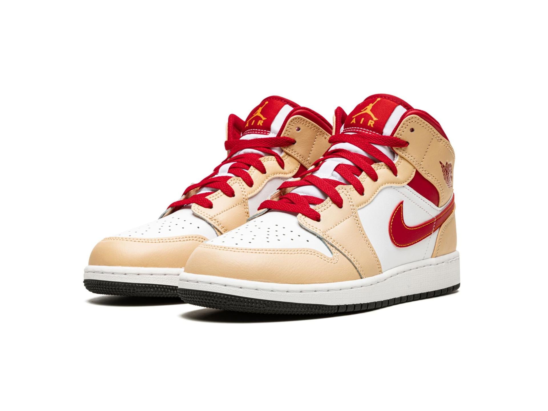 Air Jordan 1 Mid Beige Red (GS)
