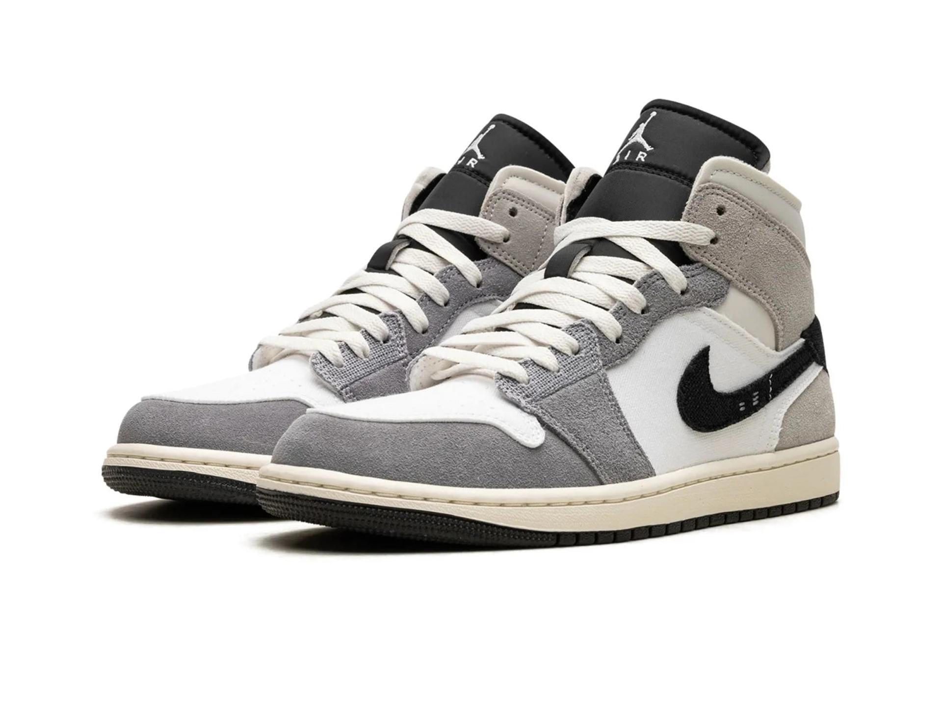 Air Jordan 1 Mid Craft White Cement Grey Black