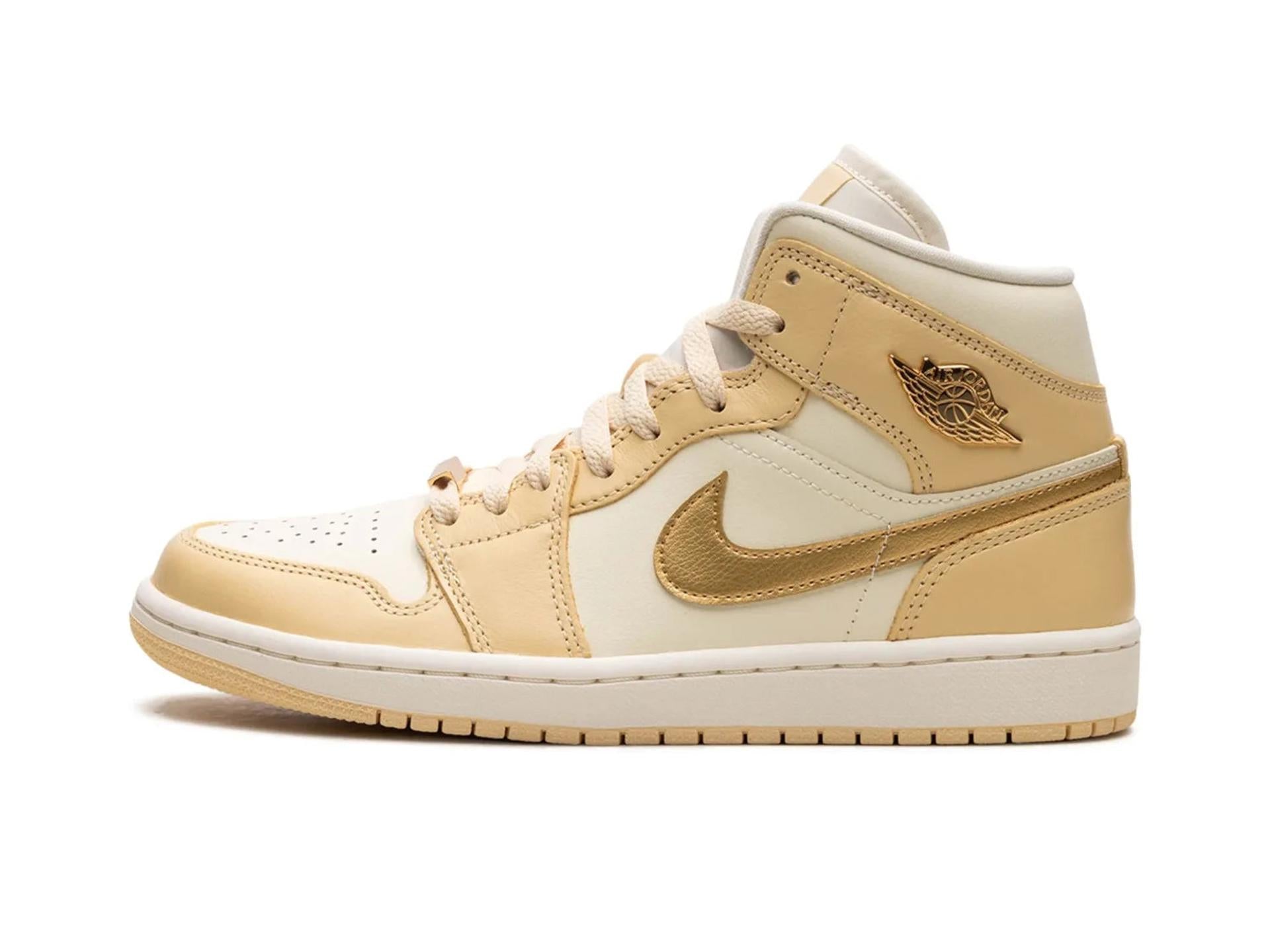 Air Jordan 1 Mid Pale Vanilla Metallic Gold (W)