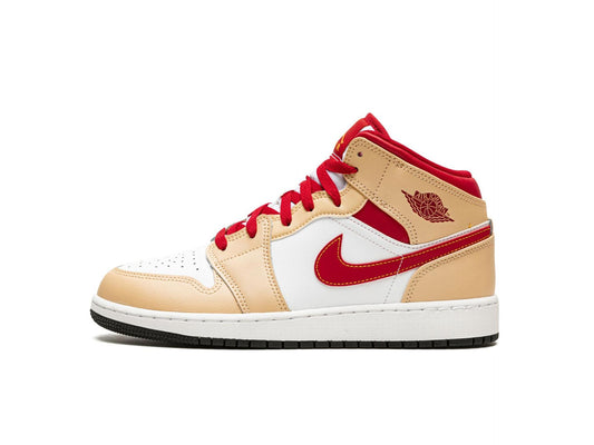 Air Jordan 1 Mid Beige Red (GS)